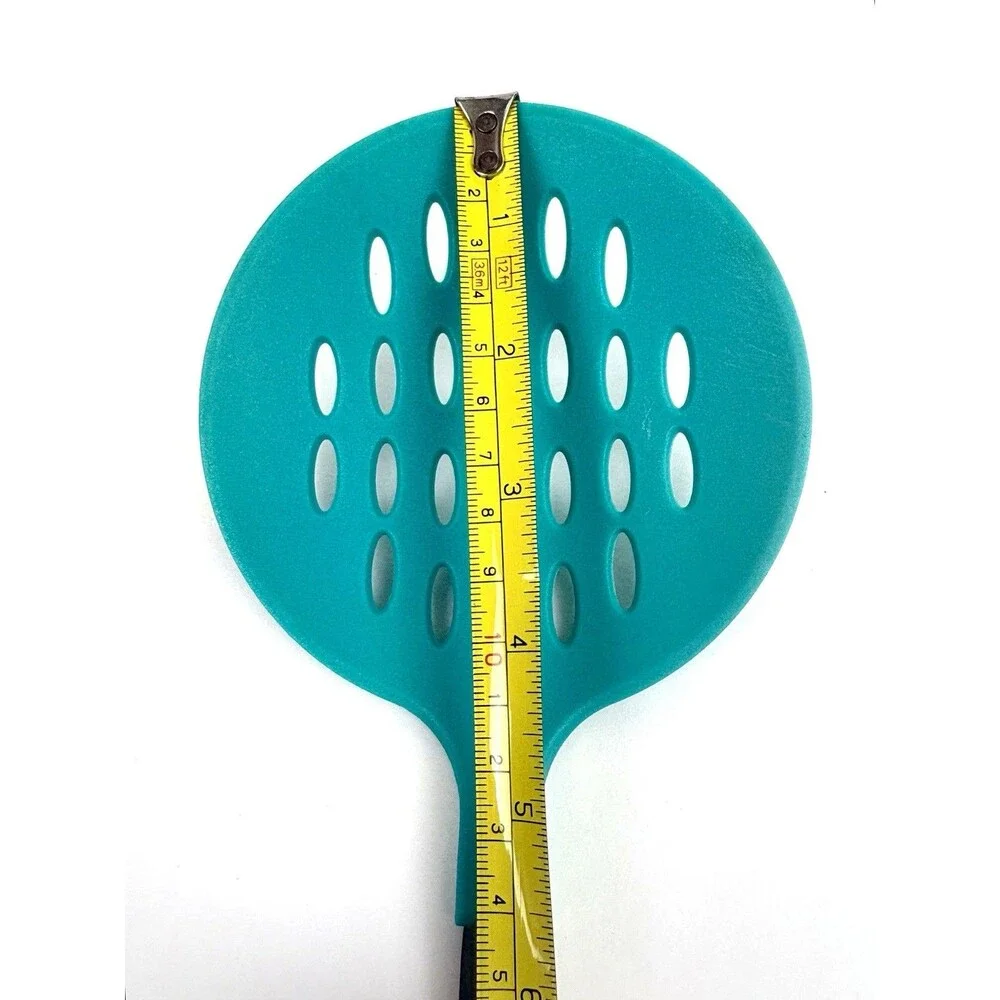 Kitchen Utensils Set: 3-piece Teal Silicone Pasta Server, Spoon, Slotted Skimmer